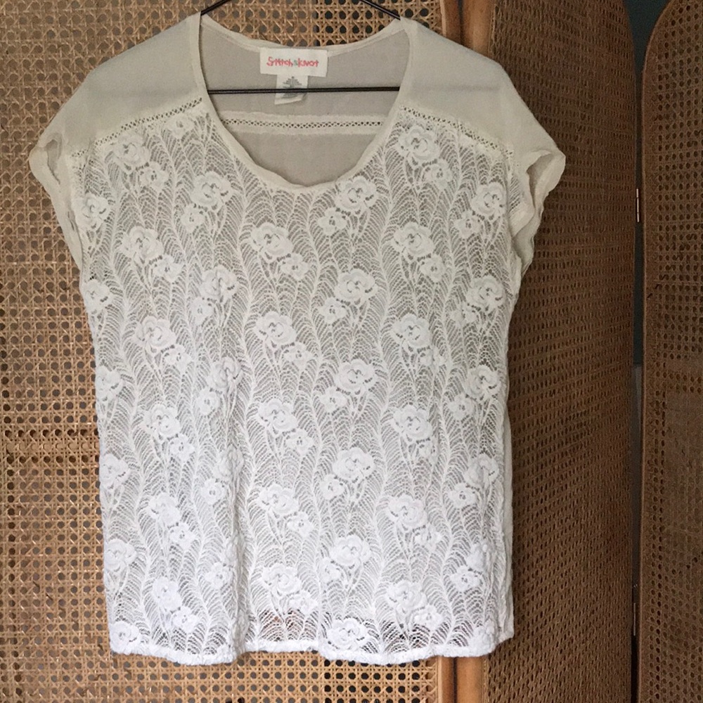 Anthropologie silk and knit floral top - M